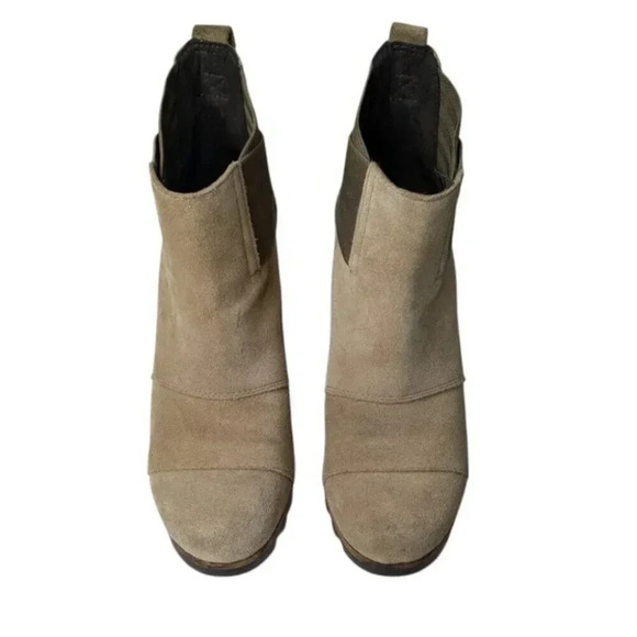 Sorel Addington Chelsea Suede Womens Block Heel Boot Tan Beach/Cordovan Size 9 - Picture 5 of 12